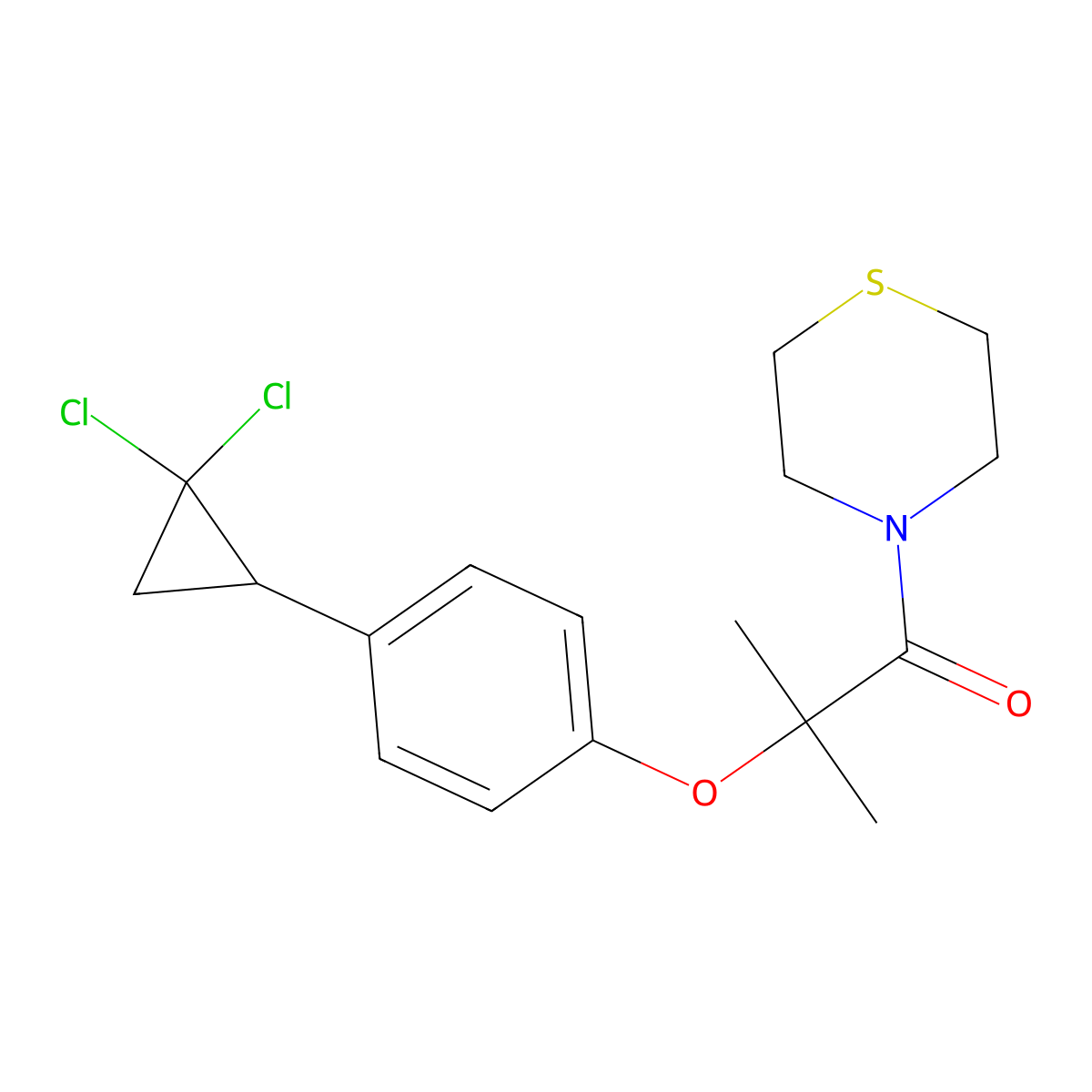 2-[4-(2,2-Dichlorocyclopropyl)phenoxy]-2-methyl-1-(thiomorpholin-4-yl)propan-1-one molecular structure, CAS 1324085-39-3