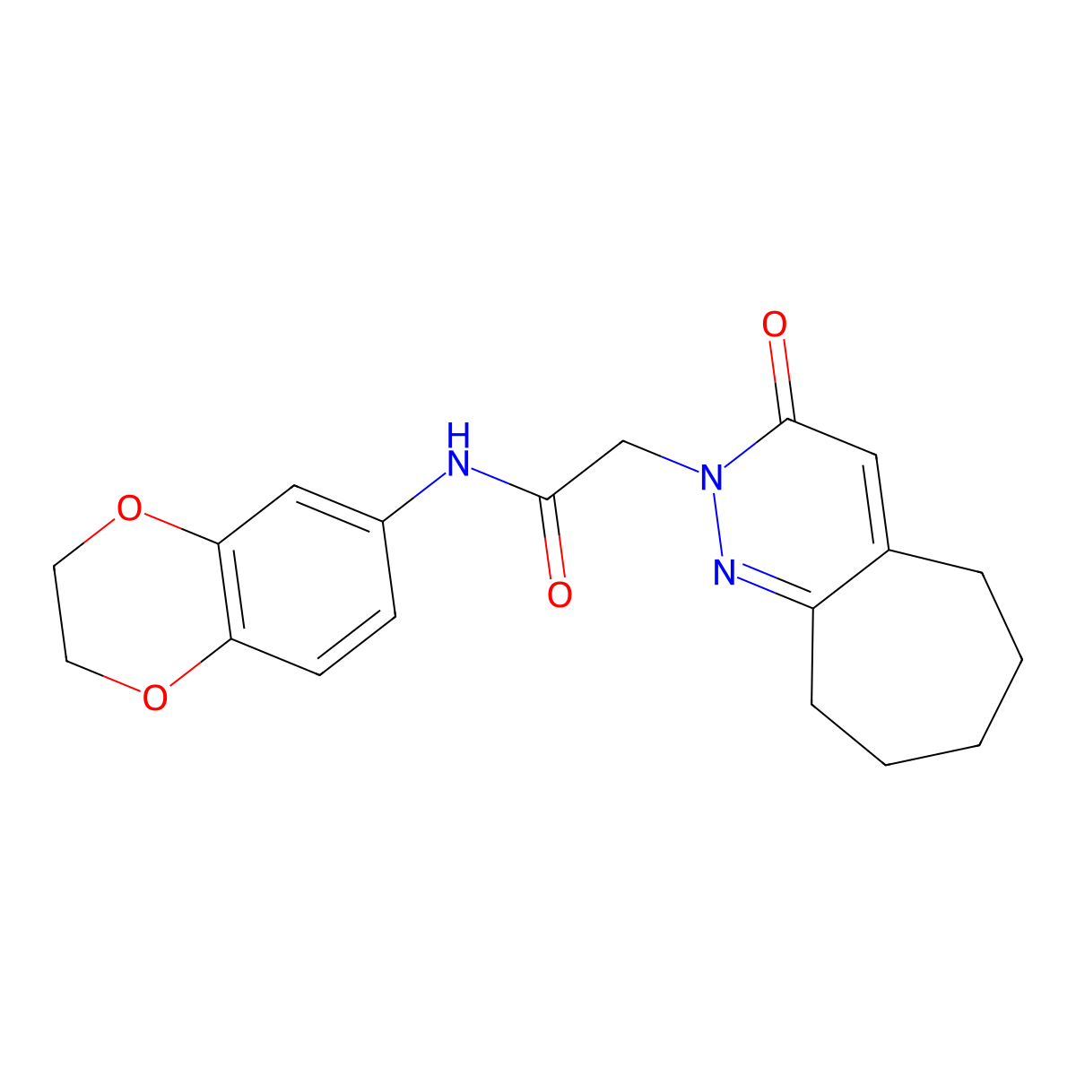 N-(2,3-dihydro-1,4-benzodioxin-6-yl)-2-(3-oxo-3,5,6,7,8,9-hexahydro-2H-cyclohepta[c]pyridazin-2-yl)acetamide molecular structure, CAS 1324085-44-0