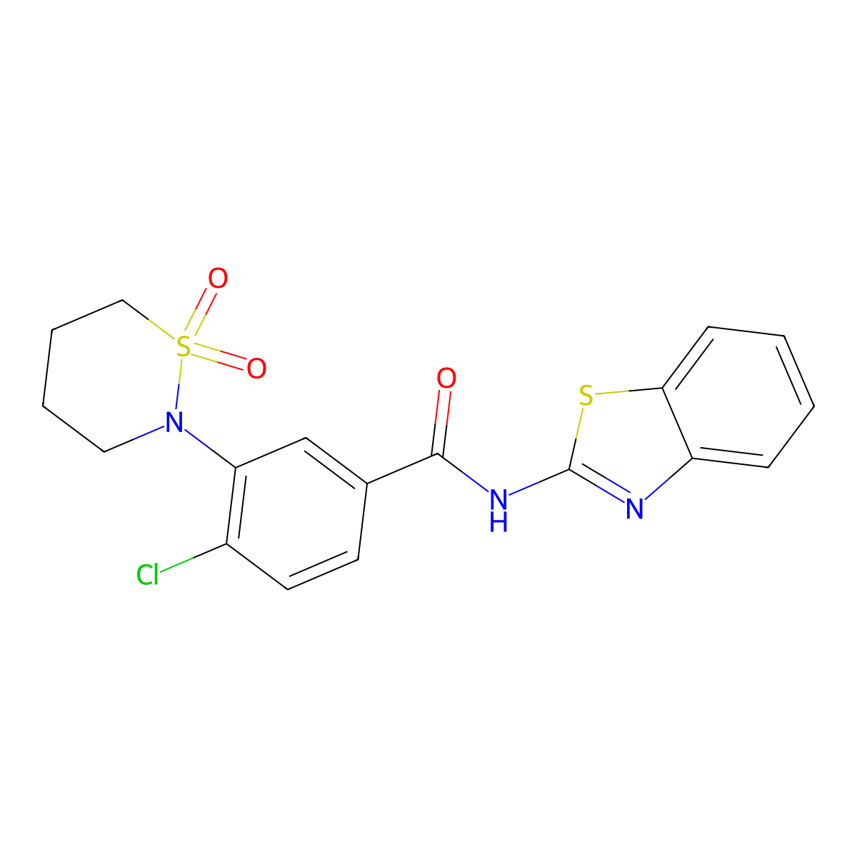 N-(1,3-benzothiazol-2-yl)-4-chloro-3-(1,1-dioxido-1,2-thiazinan-2-yl)benzamide molecular structure, CAS 1324085-52-0