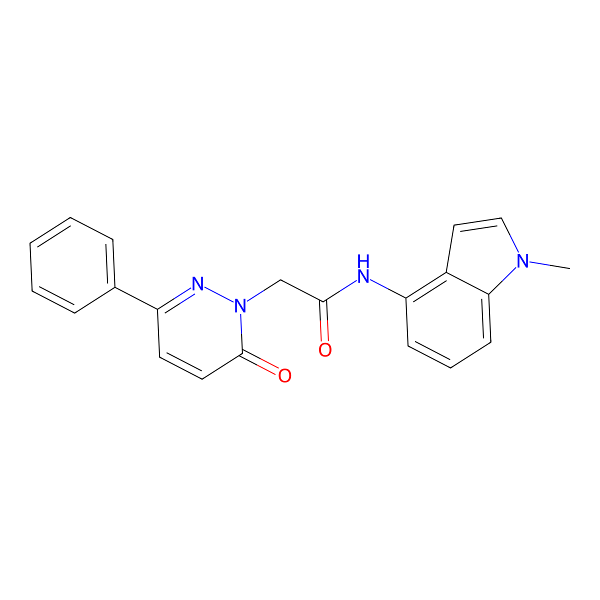 N-(1-methyl-1H-indol-4-yl)-2-(6-oxo-3-phenylpyridazin-1(6H)-yl)acetamide molecular structure, CAS 1324085-67-7