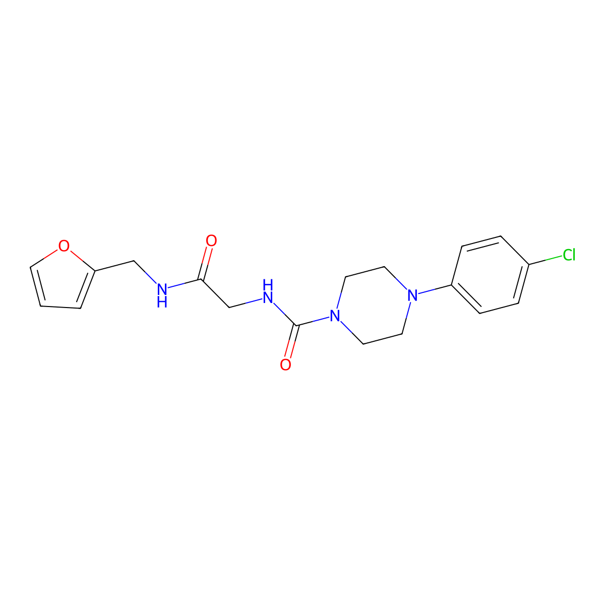 4-(4-chlorophenyl)-N-{2-[(furan-2-ylmethyl)amino]-2-oxoethyl}piperazine-1-carboxamide molecular structure, CAS 1324085-81-5