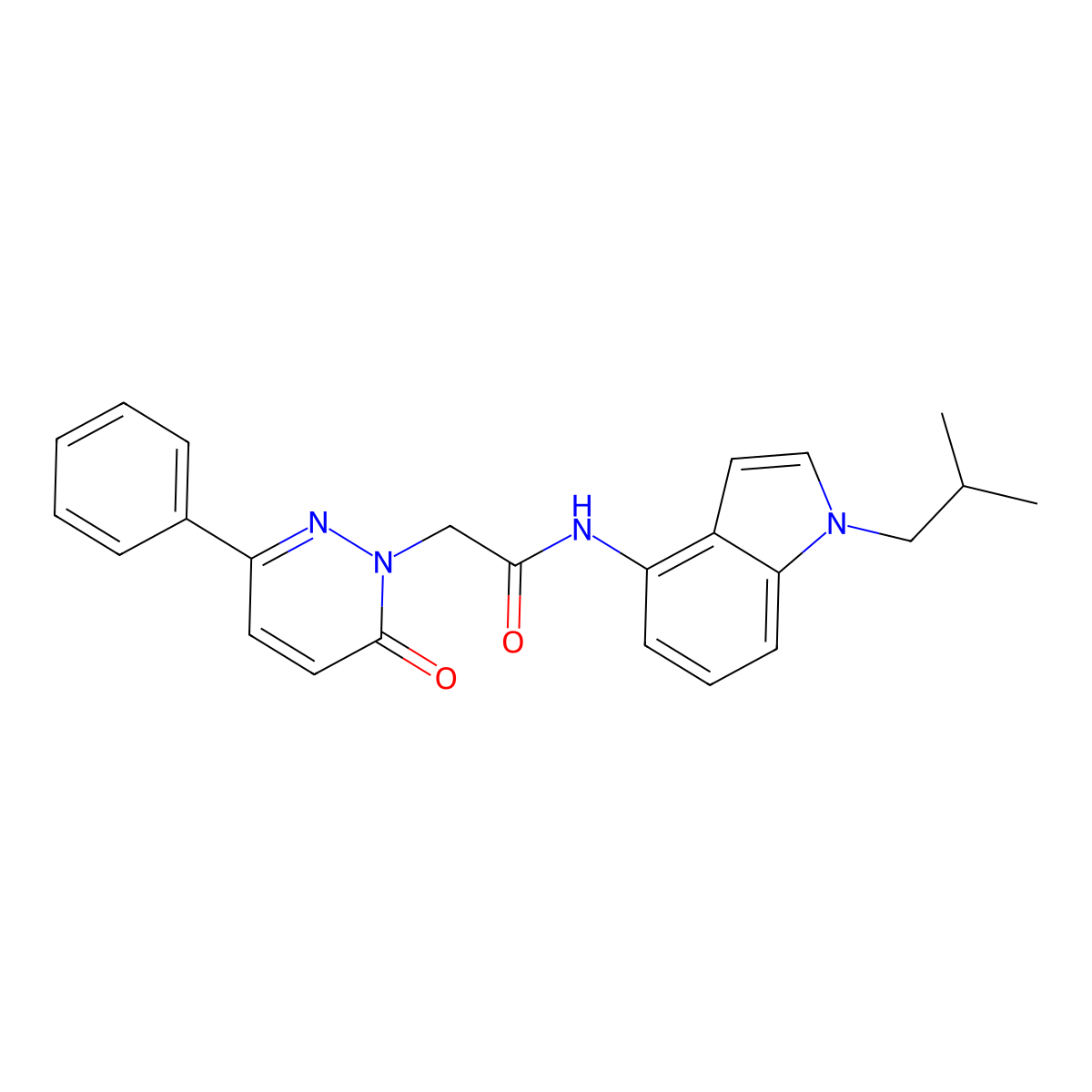 N-[1-(2-methylpropyl)-1H-indol-4-yl]-2-(6-oxo-3-phenylpyridazin-1(6H)-yl)acetamide molecular structure, CAS 1324085-91-7