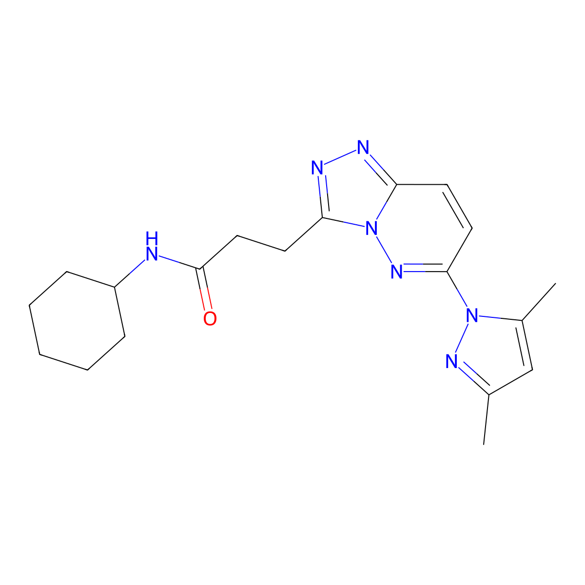 N-cyclohexyl-3-[6-(3,5-dimethyl-1H-pyrazol-1-yl)[1,2,4]triazolo[4,3-b]pyridazin-3-yl]propanamide molecular structure, CAS 1324086-04-5