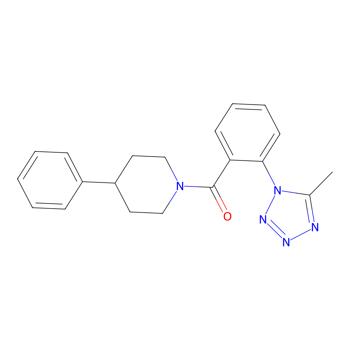 [2-(5-methyl-1H-tetrazol-1-yl)phenyl](4-phenylpiperidin-1-yl)methanone molecular structure, CAS 1324086-10-3
