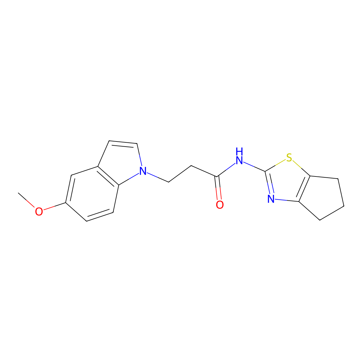 N-(5,6-dihydro-4H-cyclopenta[d]thiazol-2-yl)-3-(5-methoxy-1H-indol-1-yl)propanamide molecular structure, CAS 1324086-15-8