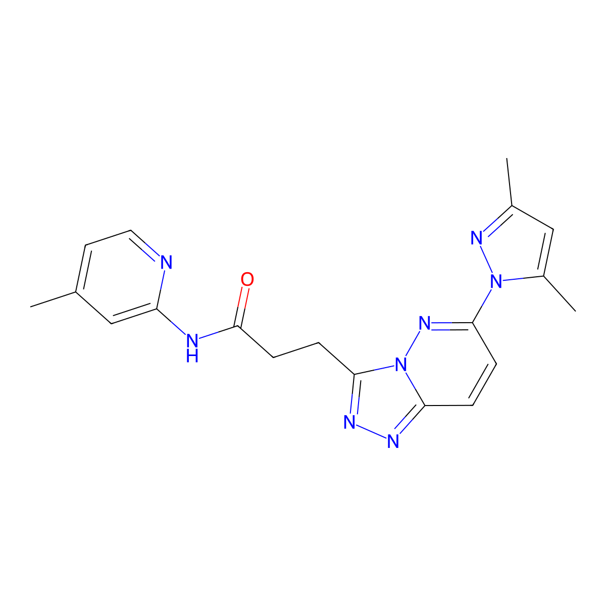 3-[6-(3,5-dimethyl-1H-pyrazol-1-yl)[1,2,4]triazolo[4,3-b]pyridazin-3-yl]-N-(4-methylpyridin-2-yl)propanamide molecular structure, CAS 1324086-19-2