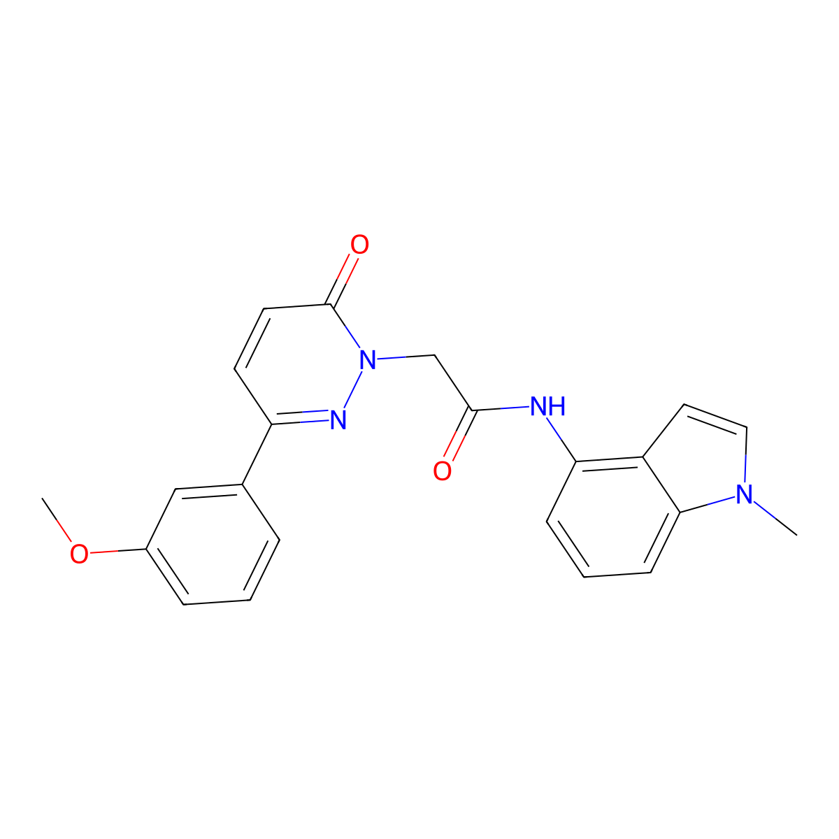 2-[3-(3-methoxyphenyl)-6-oxopyridazin-1(6H)-yl]-N-(1-methyl-1H-indol-4-yl)acetamide molecular structure, CAS 1324086-30-7
