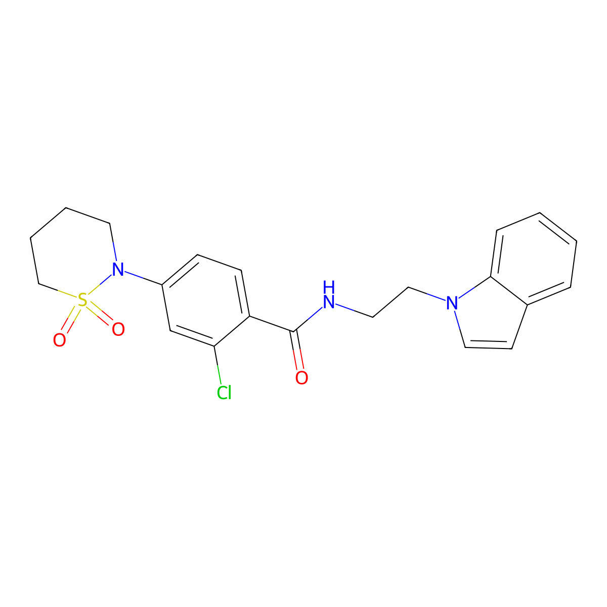 2-chloro-4-(1,1-dioxido-1,2-thiazinan-2-yl)-N-[2-(1H-indol-1-yl)ethyl]benzamide molecular structure, CAS 1324086-33-0