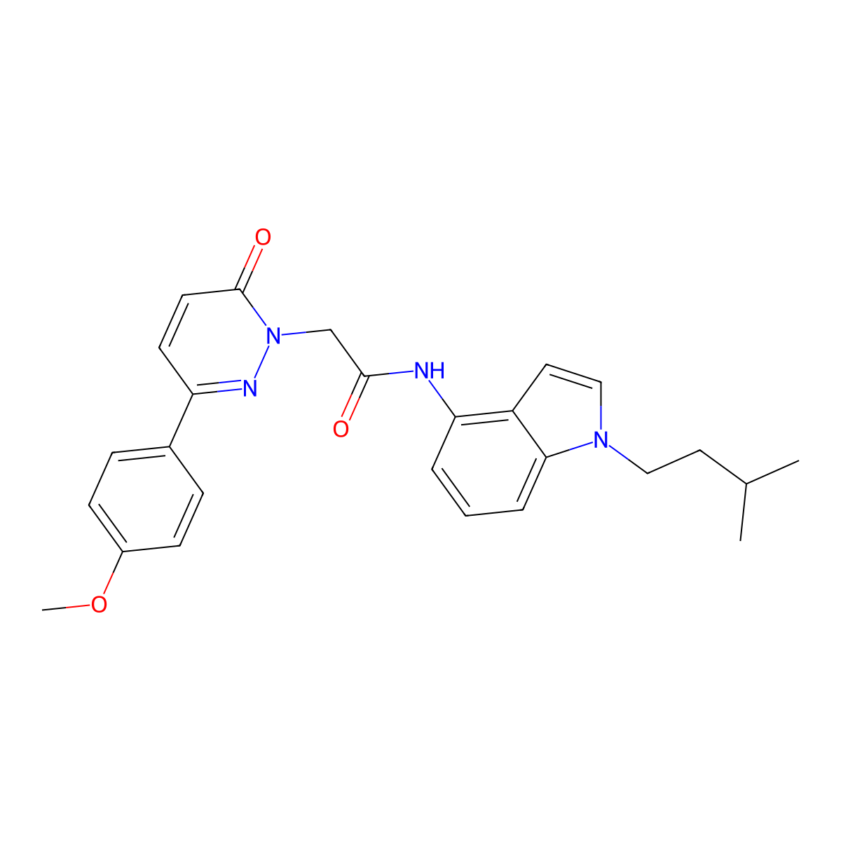 2-[3-(4-methoxyphenyl)-6-oxopyridazin-1(6H)-yl]-N-[1-(3-methylbutyl)-1H-indol-4-yl]acetamide molecular structure, CAS 1324086-42-1