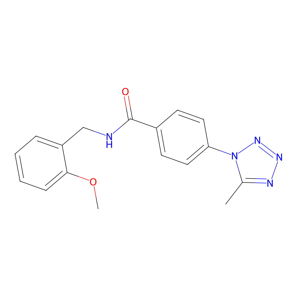 N-(2-methoxybenzyl)-4-(5-methyl-1H-tetrazol-1-yl)benzamide molecular structure, CAS 1324086-49-8