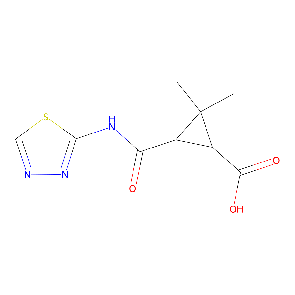 3-((1,3,4-Thiadiazol-2-yl)carbamoyl)-2,2-dimethylcyclopropanecarboxylic acid molecular structure, CAS 1324086-53-4