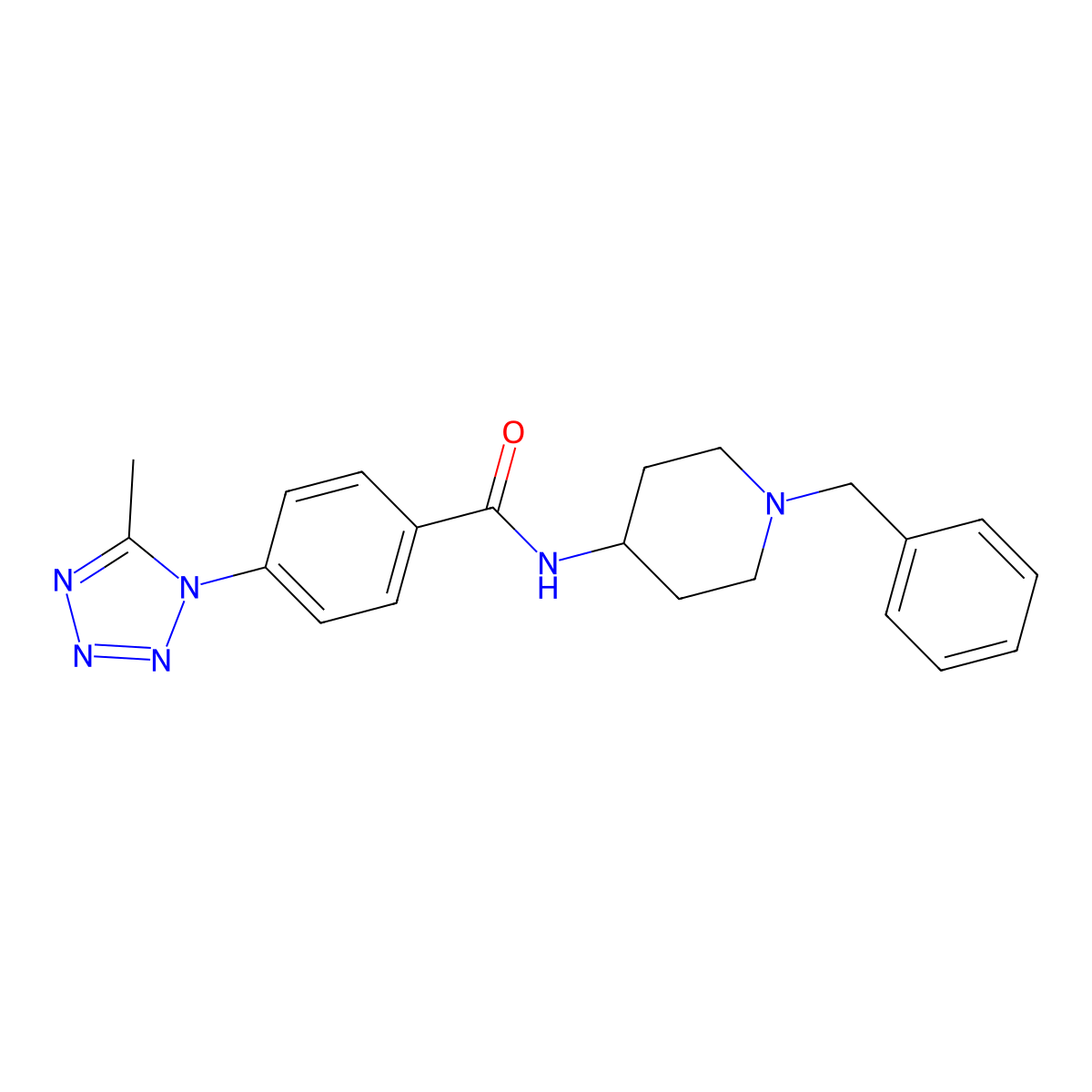 N-(1-benzylpiperidin-4-yl)-4-(5-methyl-1H-tetrazol-1-yl)benzamide molecular structure, CAS 1324086-58-9