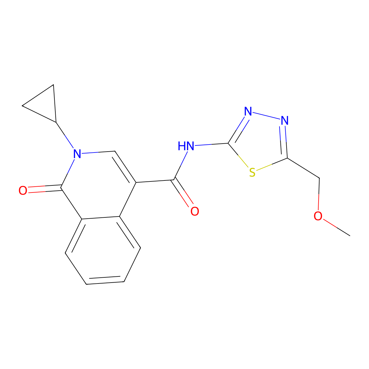 2-cyclopropyl-N-[5-(methoxymethyl)-1,3,4-thiadiazol-2-yl]-1-oxo-1,2-dihydroisoquinoline-4-carboxamide molecular structure, CAS 1324086-70-5