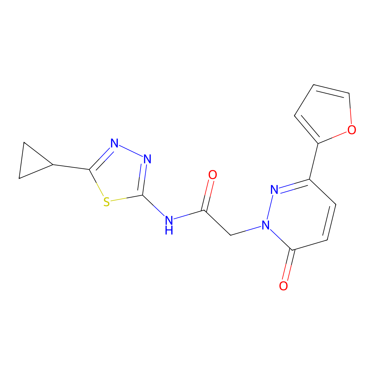 N-(5-cyclopropyl-1,3,4-thiadiazol-2-yl)-2-(3-(furan-2-yl)-6-oxopyridazin-1(6H)-yl)acetamide molecular structure, CAS 1324086-79-4