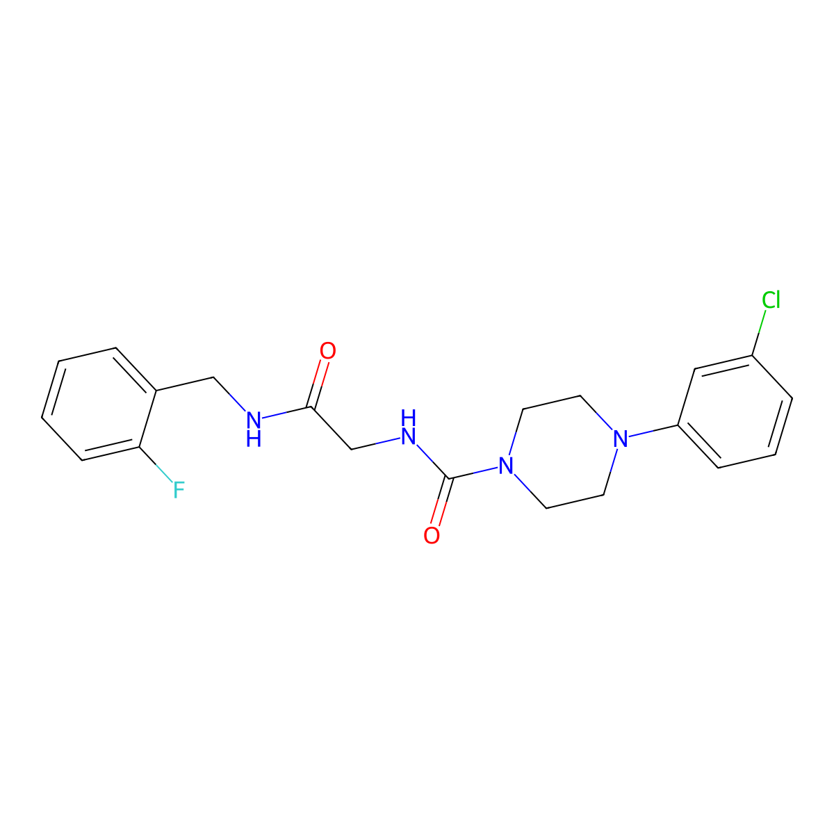 4-(3-chlorophenyl)-N-{2-[(2-fluorobenzyl)amino]-2-oxoethyl}piperazine-1-carboxamide molecular structure, CAS 1324086-82-9