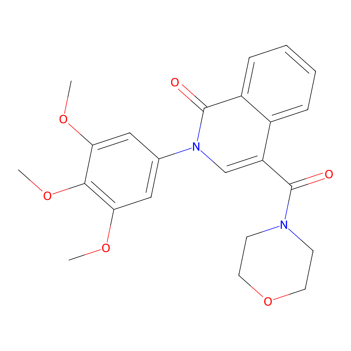 4-(morpholin-4-ylcarbonyl)-2-(3,4,5-trimethoxyphenyl)isoquinolin-1(2H)-one molecular structure, CAS 1324086-84-1