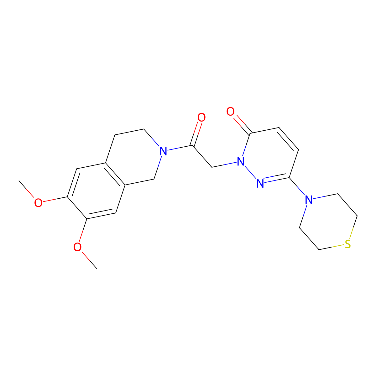 2-[2-(6,7-dimethoxy-3,4-dihydroisoquinolin-2(1H)-yl)-2-oxoethyl]-6-(thiomorpholin-4-yl)pyridazin-3(2H)-one molecular structure, CAS 1324086-88-5