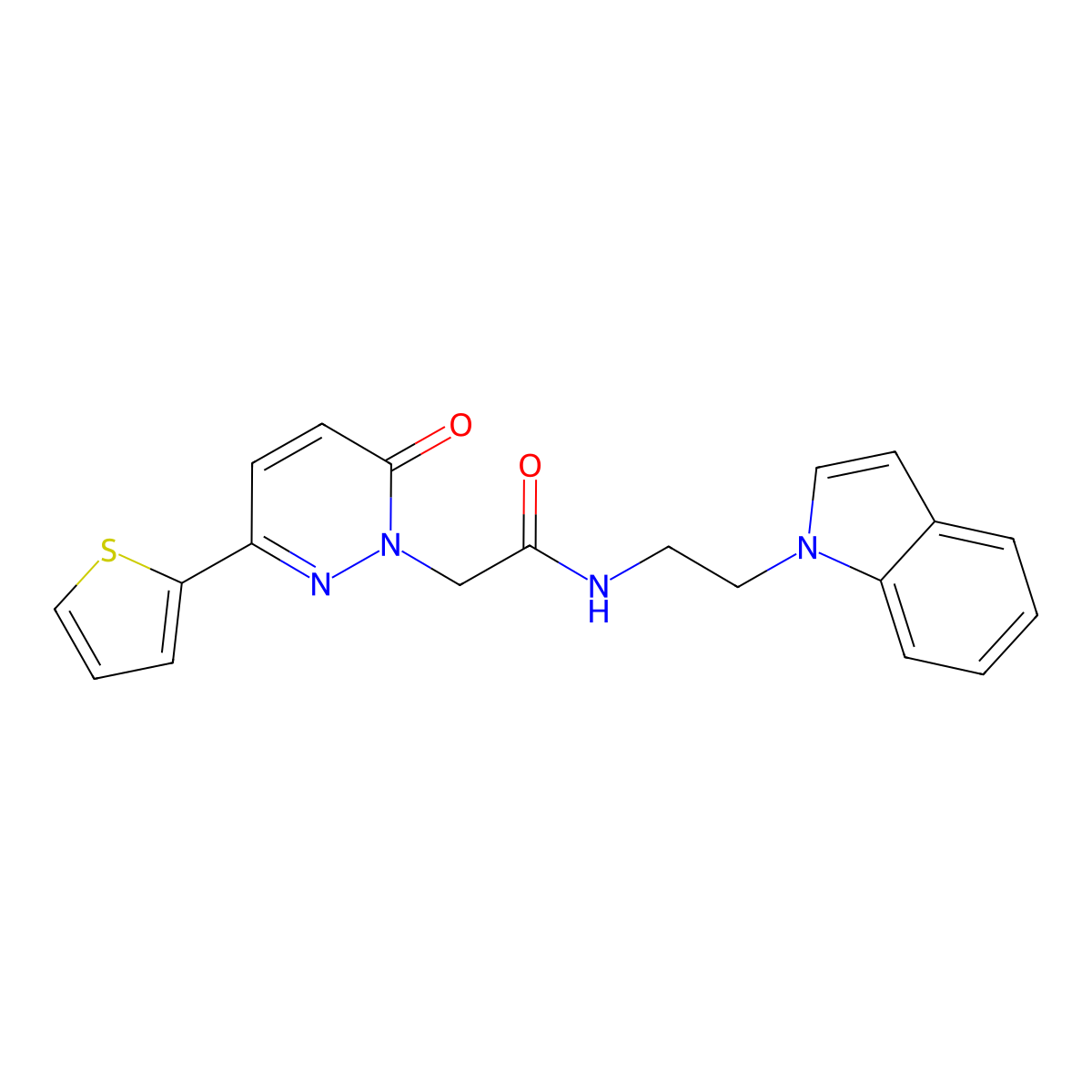 N-[2-(1H-indol-1-yl)ethyl]-2-[6-oxo-3-(thiophen-2-yl)pyridazin-1(6H)-yl]acetamide molecular structure, CAS 1324086-94-3