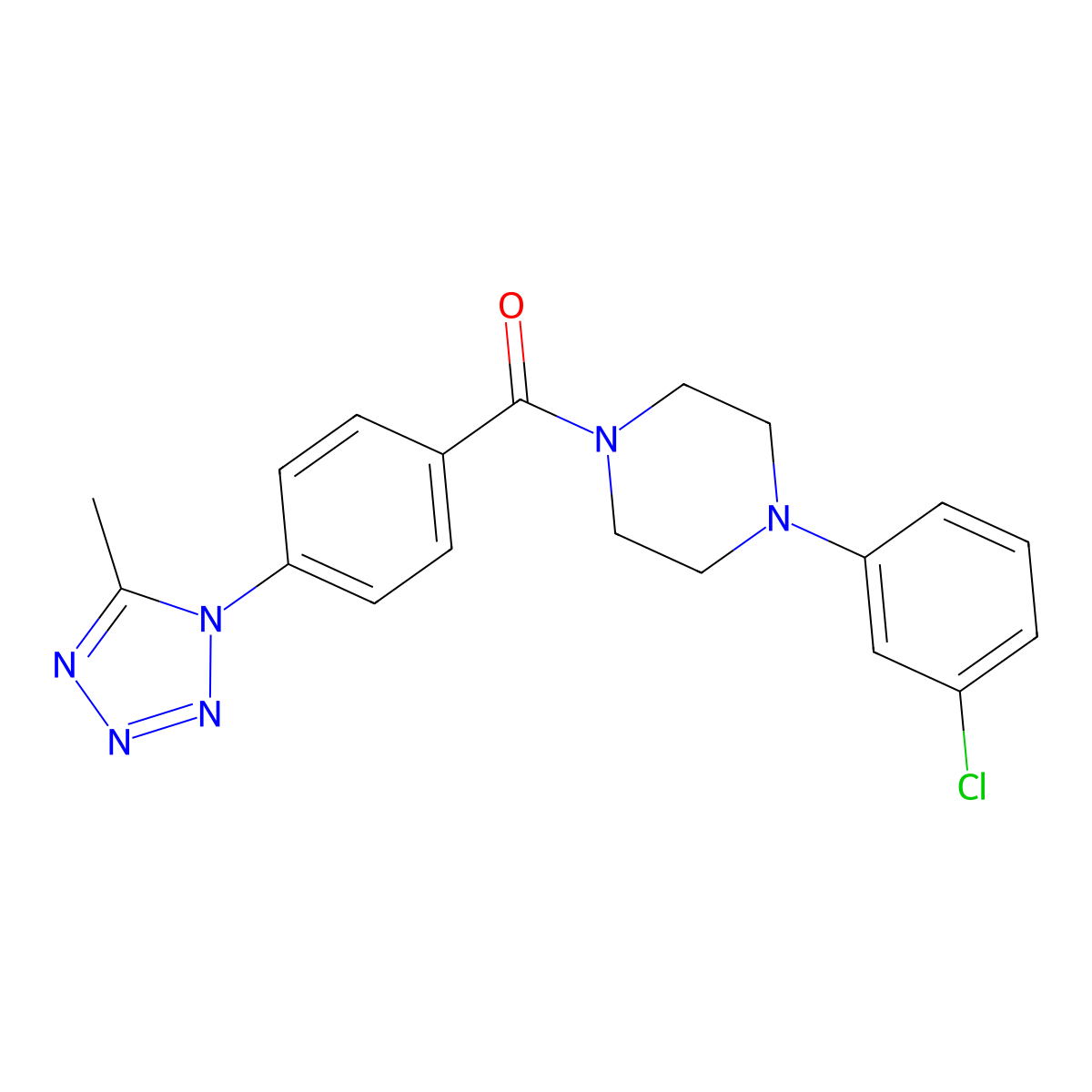 [4-(3-chlorophenyl)piperazin-1-yl][4-(5-methyl-1H-tetrazol-1-yl)phenyl]methanone molecular structure, CAS 1324086-97-6