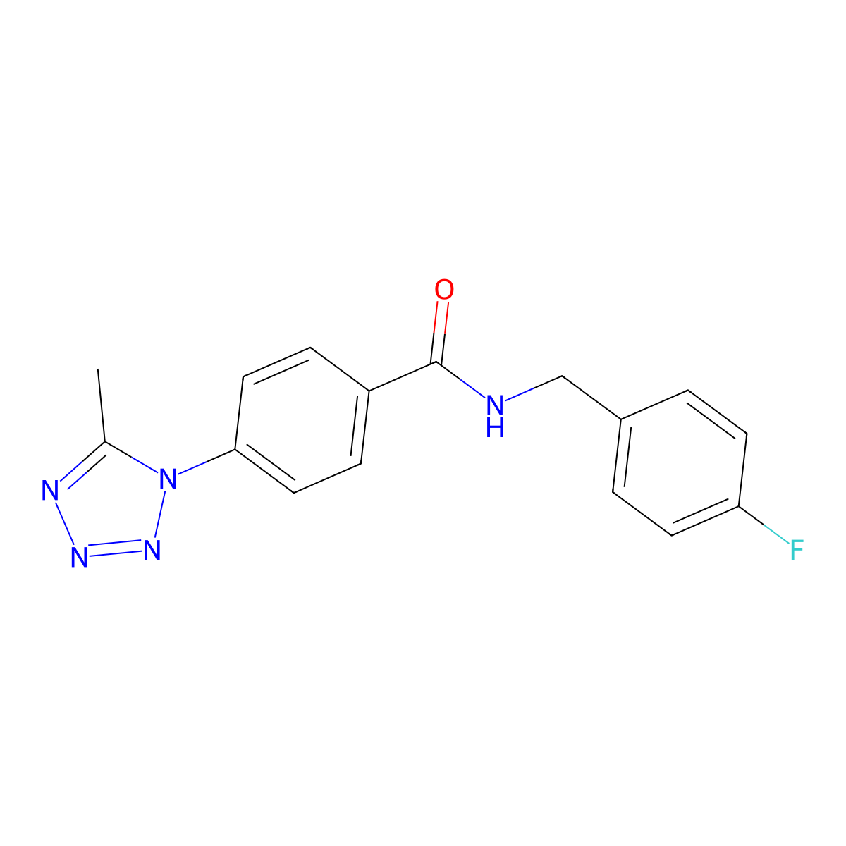N-(4-fluorobenzyl)-4-(5-methyl-1H-tetrazol-1-yl)benzamide molecular structure, CAS 1324086-99-8