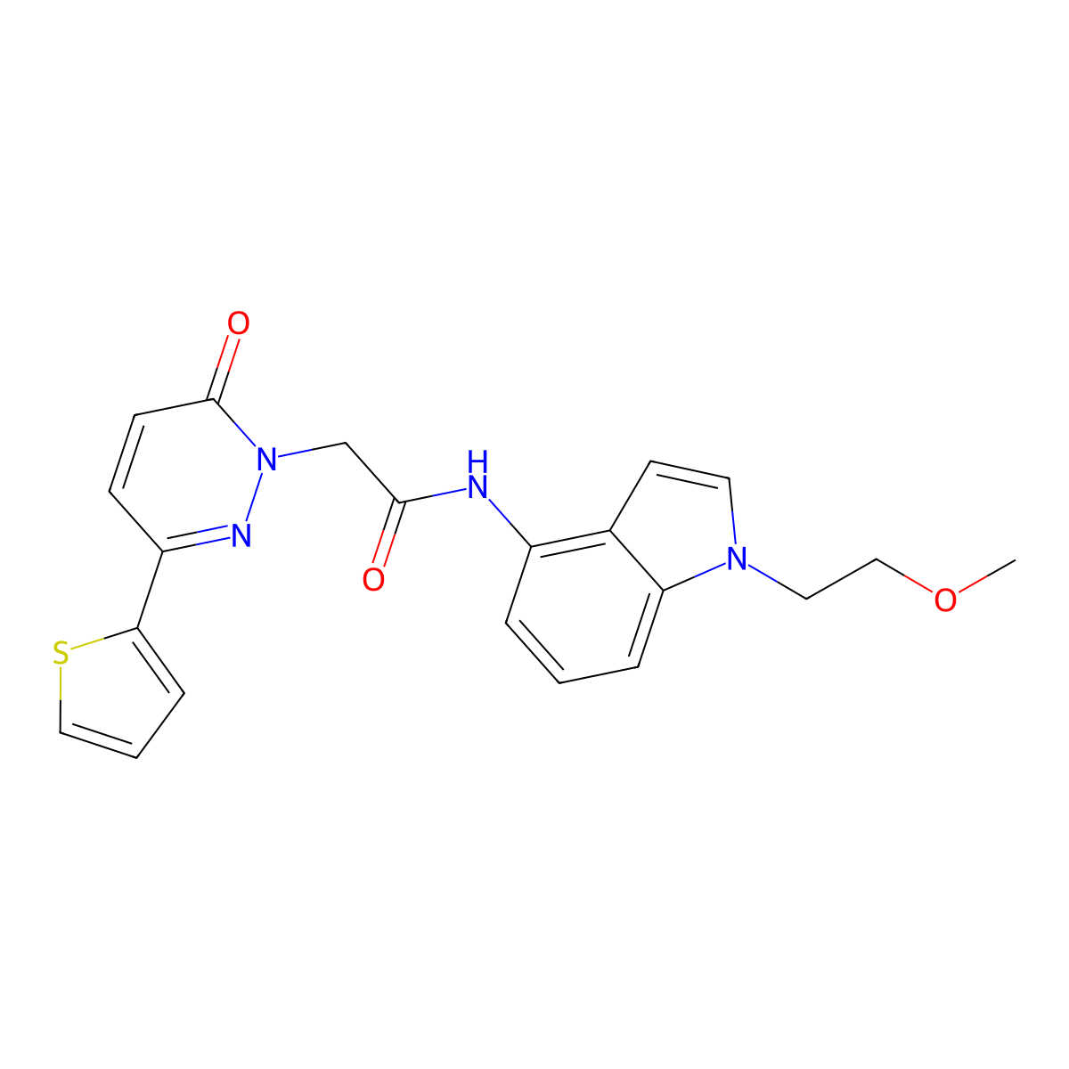 N-[1-(2-methoxyethyl)-1H-indol-4-yl]-2-[6-oxo-3-(thiophen-2-yl)pyridazin-1(6H)-yl]acetamide molecular structure, CAS 1324087-24-2