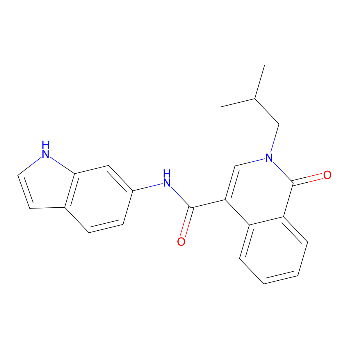 N-(1H-indol-6-yl)-2-(2-methylpropyl)-1-oxo-1,2-dihydroisoquinoline-4-carboxamide molecular structure, CAS 1324087-52-6