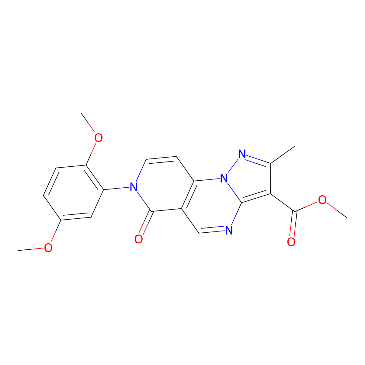 Methyl 7-(2,5-dimethoxyphenyl)-2-methyl-6-oxo-6,7-dihydropyrazolo[1,5-a]pyrido[3,4-e]pyrimidine-3-carboxylate molecular structure, CAS 1324087-63-9