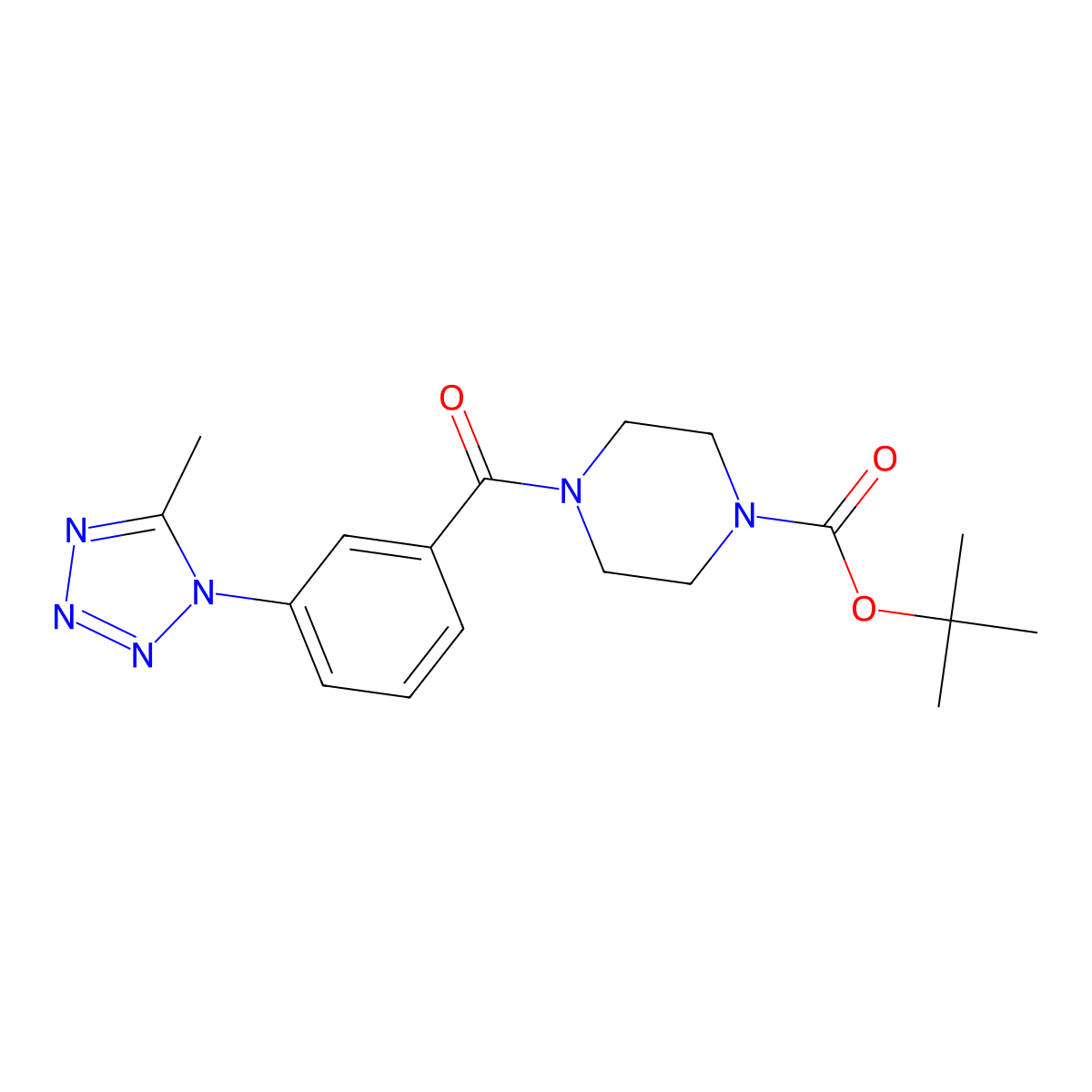 tert-butyl 4-{[3-(5-methyl-1H-tetrazol-1-yl)phenyl]carbonyl}piperazine-1-carboxylate molecular structure, CAS 1324087-70-8
