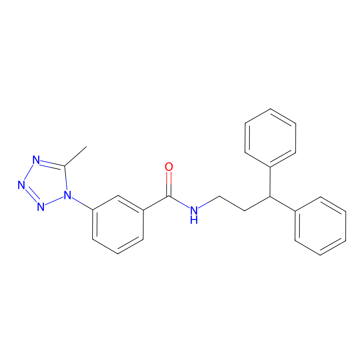 N-(3,3-diphenylpropyl)-3-(5-methyl-1H-tetrazol-1-yl)benzamide molecular structure, CAS 1324087-71-9