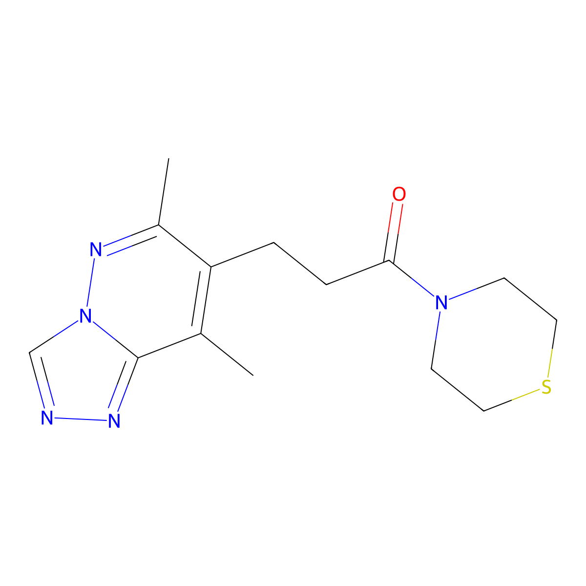 3-(6,8-Dimethyl[1,2,4]triazolo[4,3-b]pyridazin-7-yl)-1-(thiomorpholin-4-yl)propan-1-one molecular structure, CAS 1324087-72-0