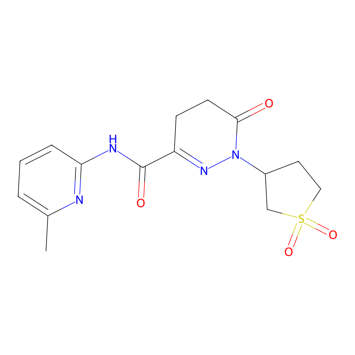 1-(1,1-dioxidotetrahydrothiophen-3-yl)-N-(6-methylpyridin-2-yl)-6-oxo-1,4,5,6-tetrahydropyridazine-3-carboxamide molecular structure, CAS 1324087-75-3