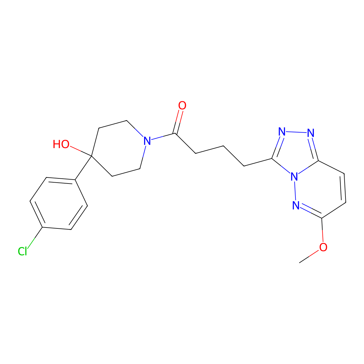 1-[4-(4-Chlorophenyl)-4-hydroxypiperidin-1-yl]-4-(6-methoxy[1,2,4]triazolo[4,3-b]pyridazin-3-yl)butan-1-one molecular structure, CAS 1324087-77-5
