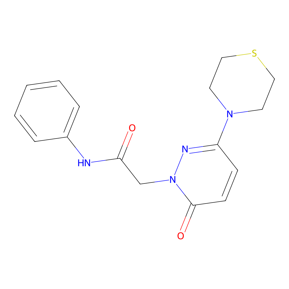 2-[6-oxo-3-(thiomorpholin-4-yl)pyridazin-1(6H)-yl]-N-phenylacetamide molecular structure, CAS 1324087-81-1