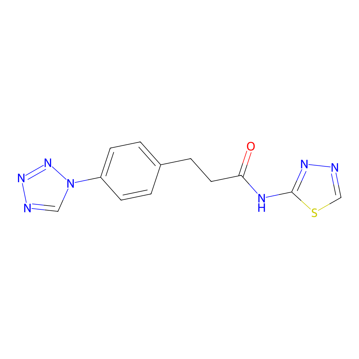 3-(4-(1H-tetrazol-1-yl)phenyl)-N-(1,3,4-thiadiazol-2-yl)propanamide molecular structure, CAS 1324088-00-7