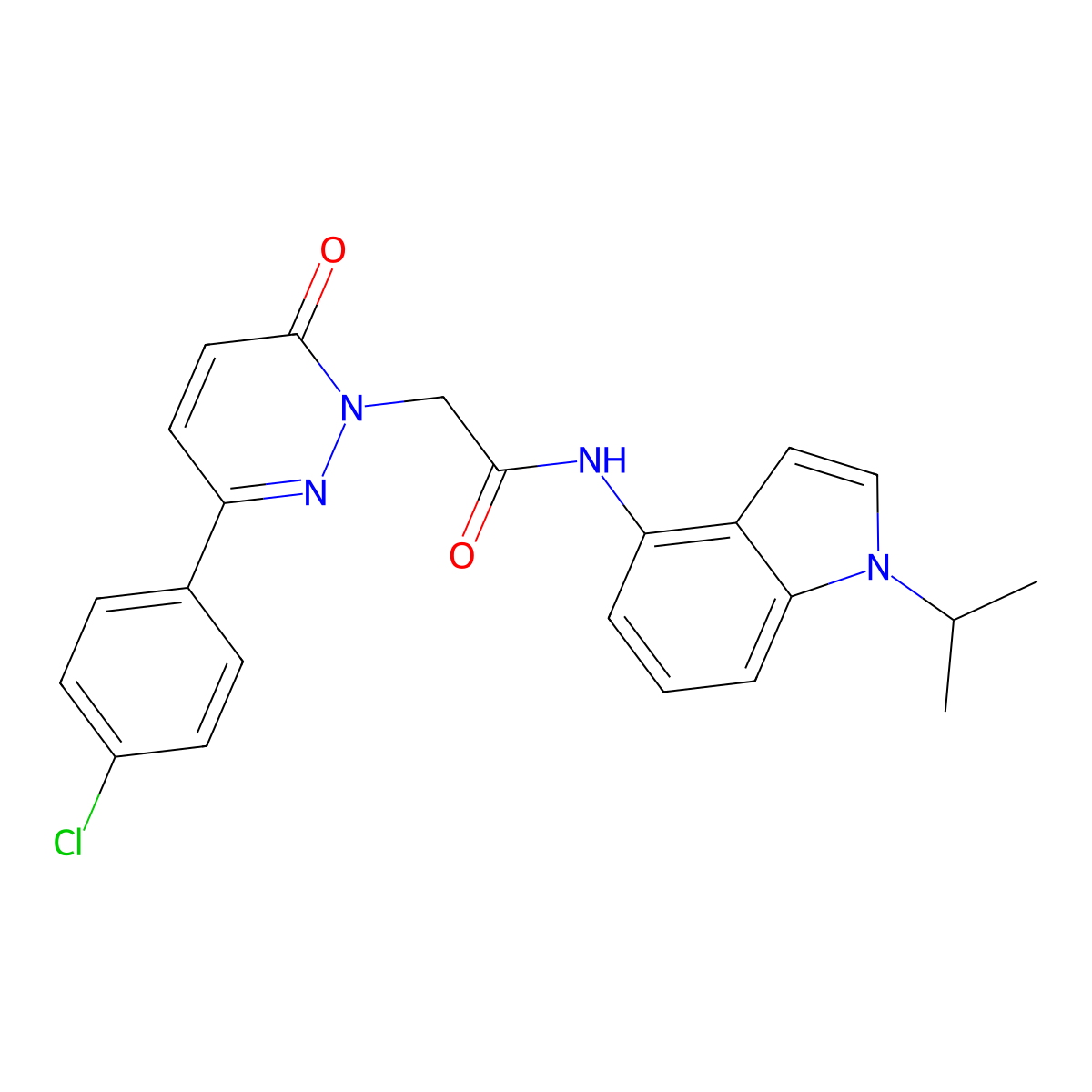2-[3-(4-chlorophenyl)-6-oxopyridazin-1(6H)-yl]-N-[1-(propan-2-yl)-1H-indol-4-yl]acetamide molecular structure, CAS 1324088-03-0