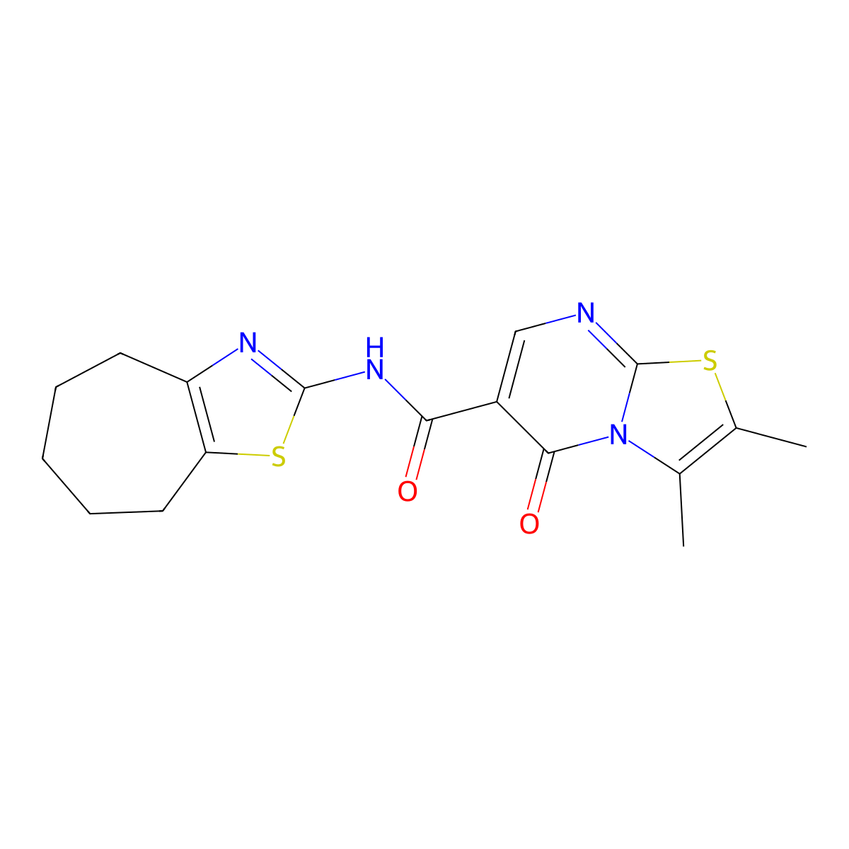 2,3-dimethyl-5-oxo-N-(5,6,7,8-tetrahydro-4H-cyclohepta[d]thiazol-2-yl)-5H-thiazolo[3,2-a]pyrimidine-6-carboxamide molecular structure, CAS 1324088-07-4