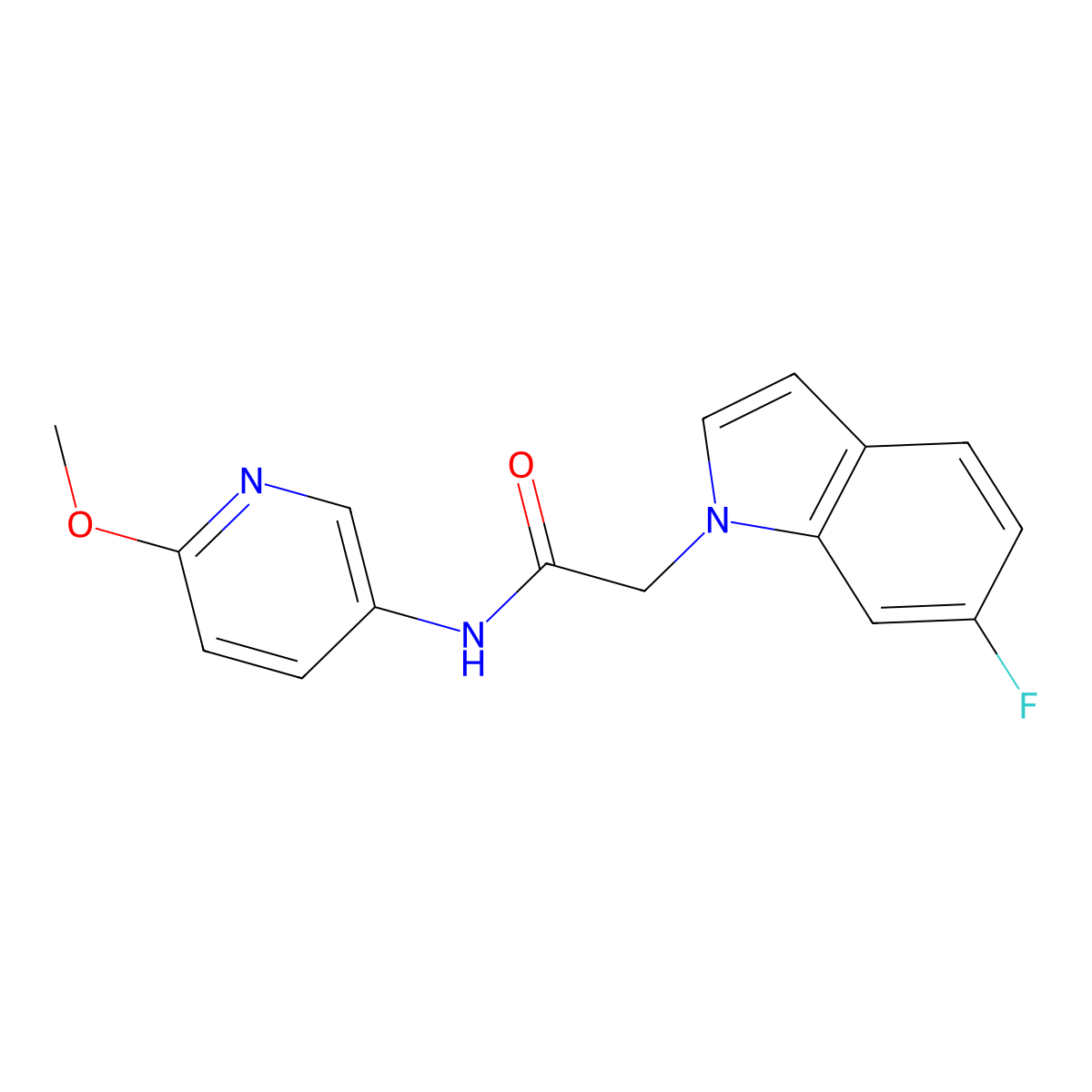 2-(6-fluoro-1H-indol-1-yl)-N-(6-methoxypyridin-3-yl)acetamide molecular structure, CAS 1324088-11-0
