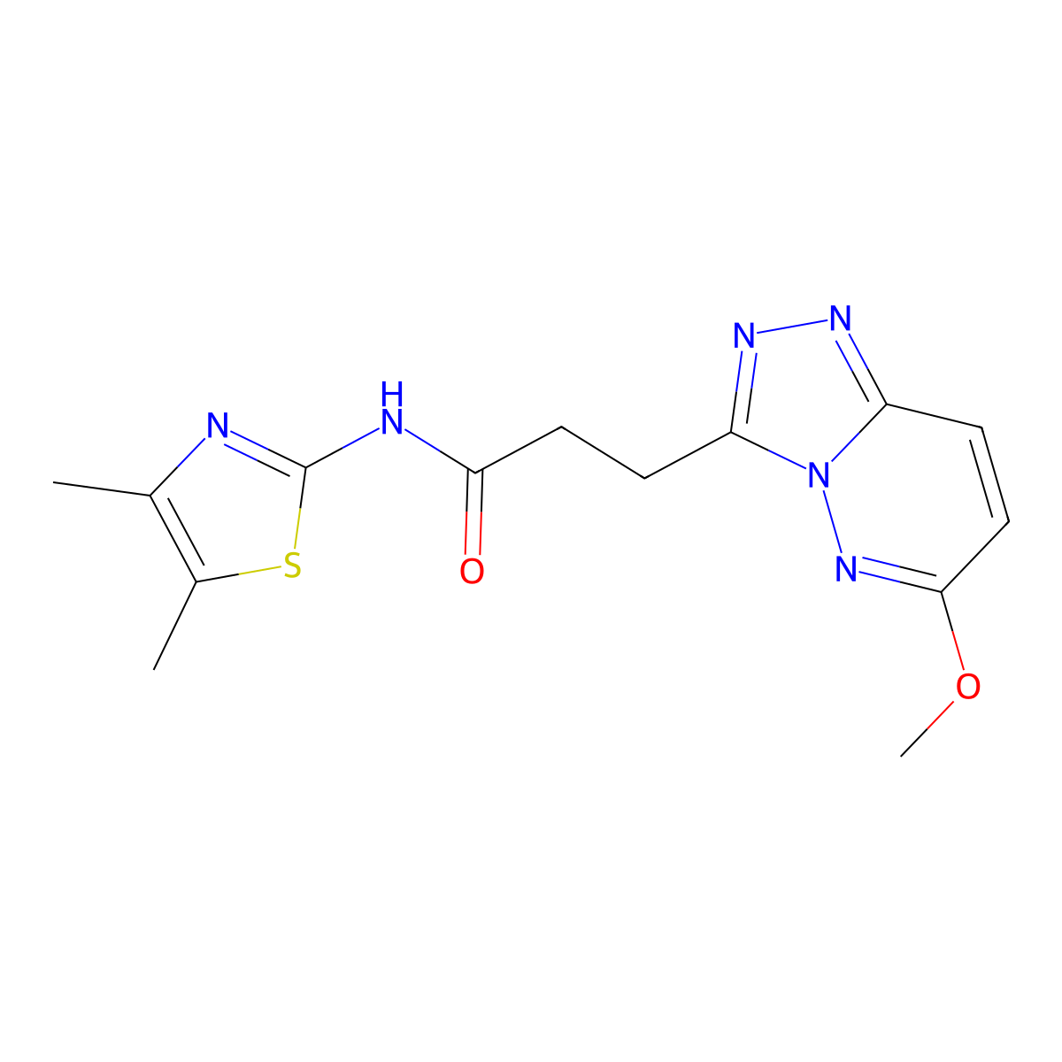 N-(4,5-dimethylthiazol-2-yl)-3-(6-methoxy-[1,2,4]triazolo[4,3-b]pyridazin-3-yl)propanamide molecular structure, CAS 1324088-14-3