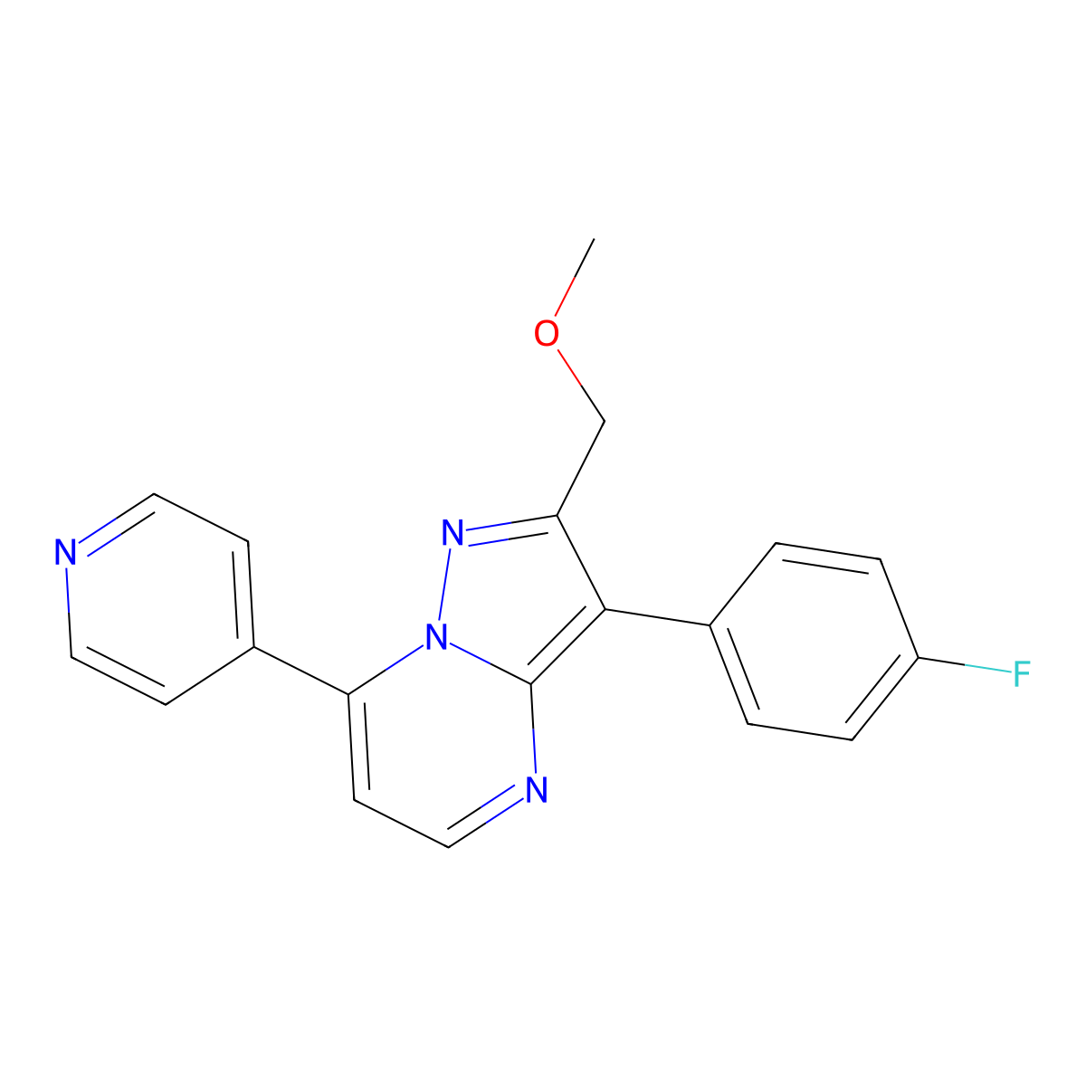 3-(4-Fluorophenyl)-2-(methoxymethyl)-7-(pyridin-4-yl)pyrazolo[1,5-a]pyrimidine molecular structure, CAS 1324088-15-4