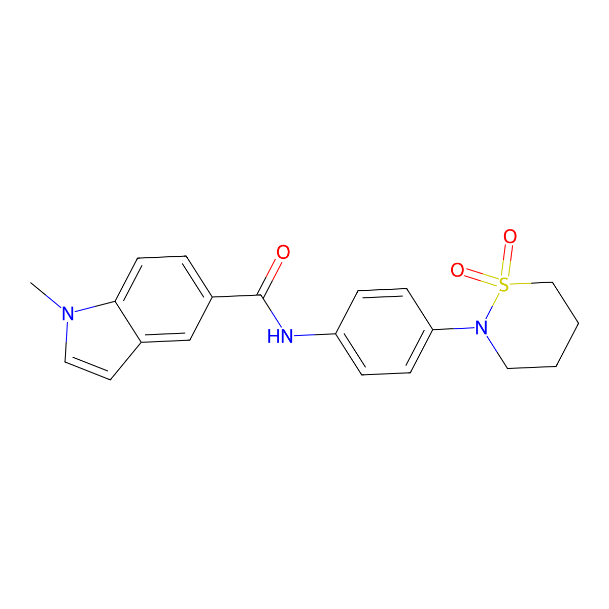 N-[4-(1,1-dioxido-1,2-thiazinan-2-yl)phenyl]-1-methyl-1H-indole-5-carboxamide molecular structure, CAS 1324088-20-1
