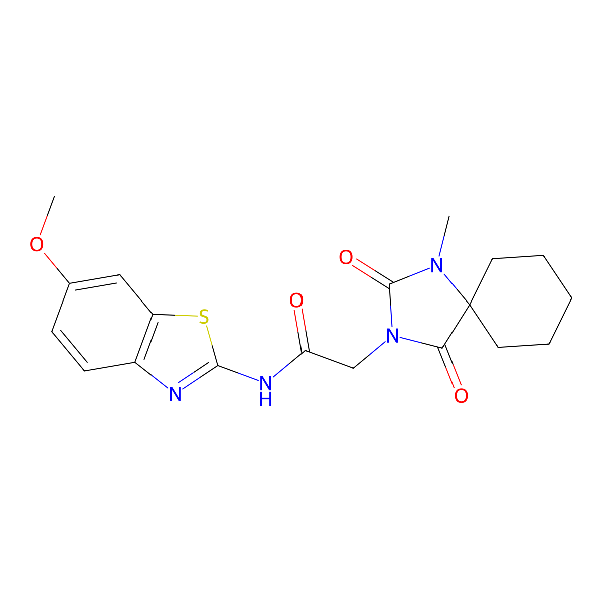 N-(6-methoxybenzo[d]thiazol-2-yl)-2-(1-methyl-2,4-dioxo-1,3-diazaspiro[4.5]decan-3-yl)acetamide molecular structure, CAS 1324088-69-8