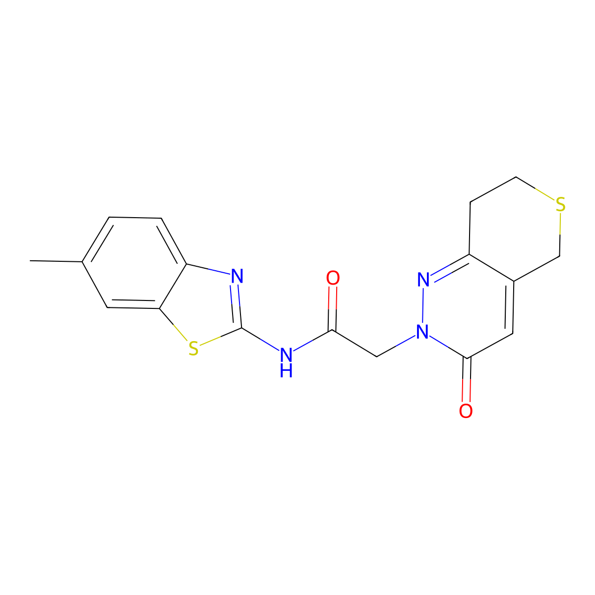 N-(6-methylbenzo[d]thiazol-2-yl)-2-(3-oxo-3,5,7,8-tetrahydro-2H-thiopyrano[4,3-c]pyridazin-2-yl)acetamide molecular structure, CAS 1324088-78-9