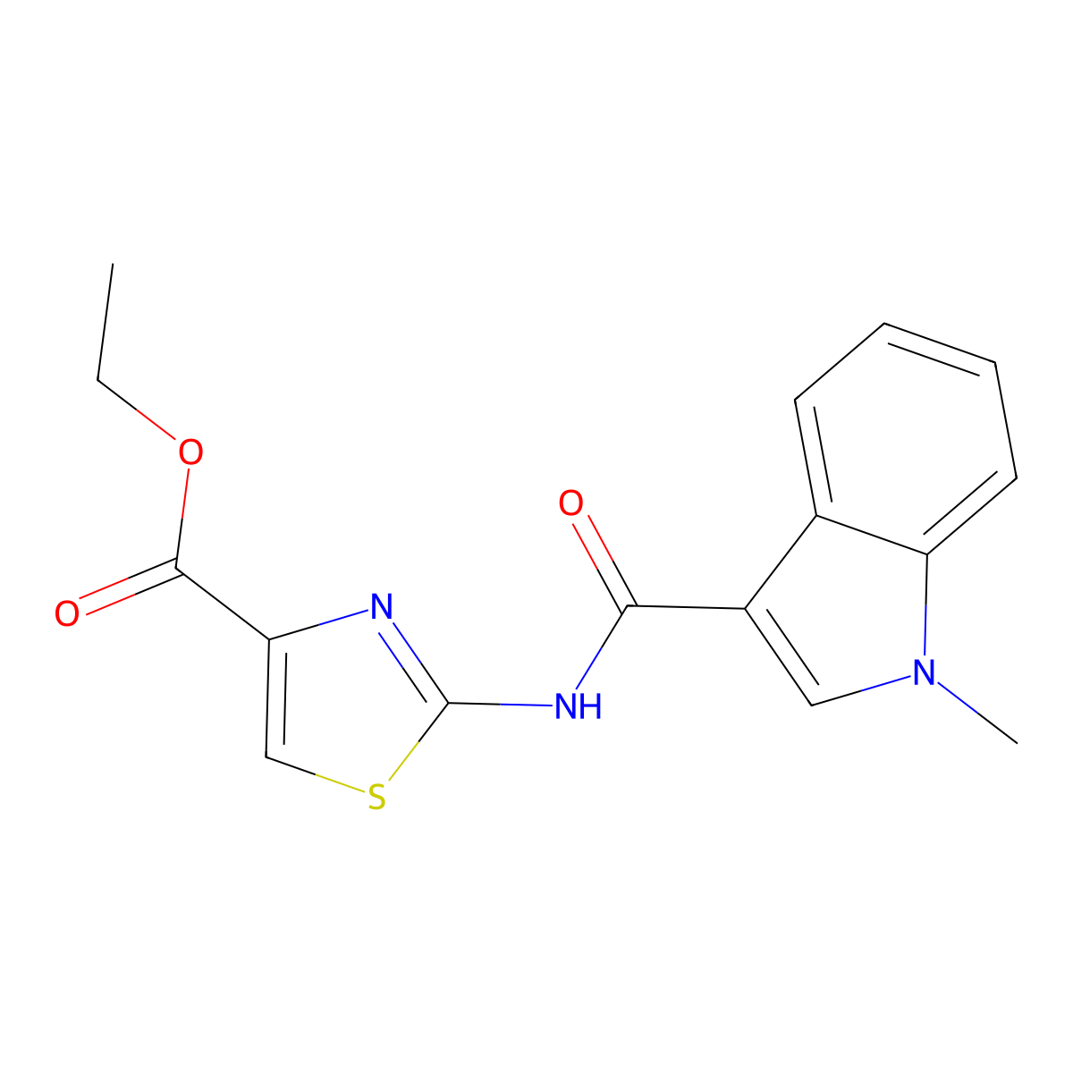 ethyl (2Z)-2-{[(1-methyl-1H-indol-3-yl)carbonyl]imino}-2,3-dihydro-1,3-thiazole-4-carboxylate molecular structure, CAS 1324088-92-7