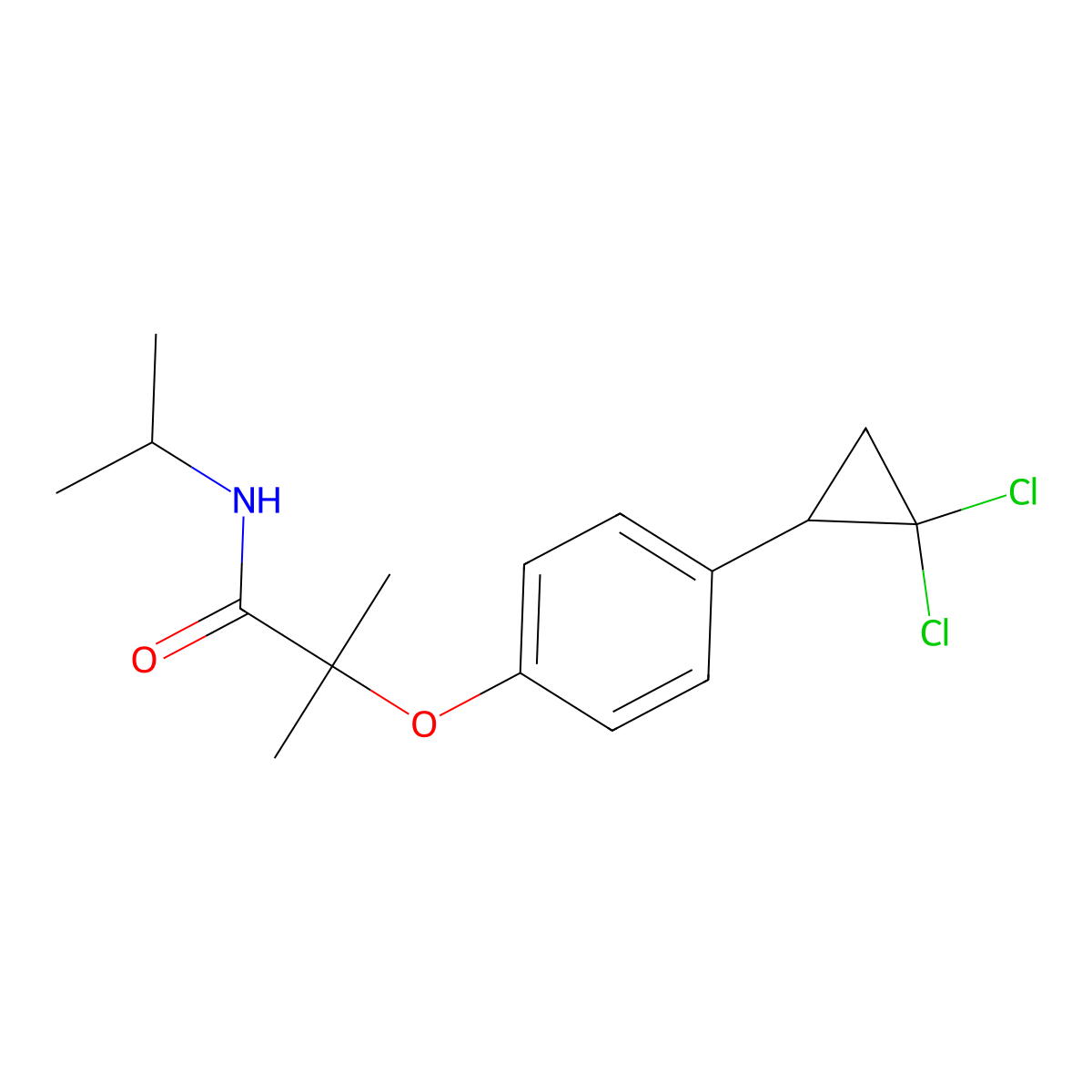 2-[4-(2,2-dichlorocyclopropyl)phenoxy]-2-methyl-N-(propan-2-yl)propanamide molecular structure, CAS 1324089-08-8