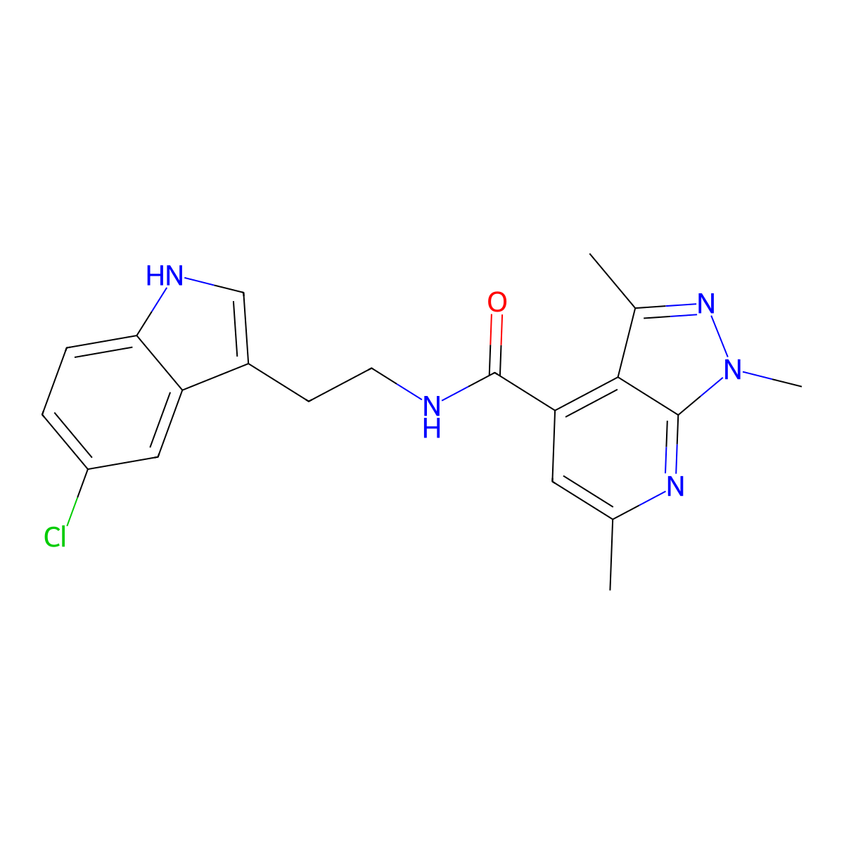 N-[2-(5-chloro-1H-indol-3-yl)ethyl]-1,3,6-trimethyl-1H-pyrazolo[3,4-b]pyridine-4-carboxamide molecular structure, CAS 1324089-15-7