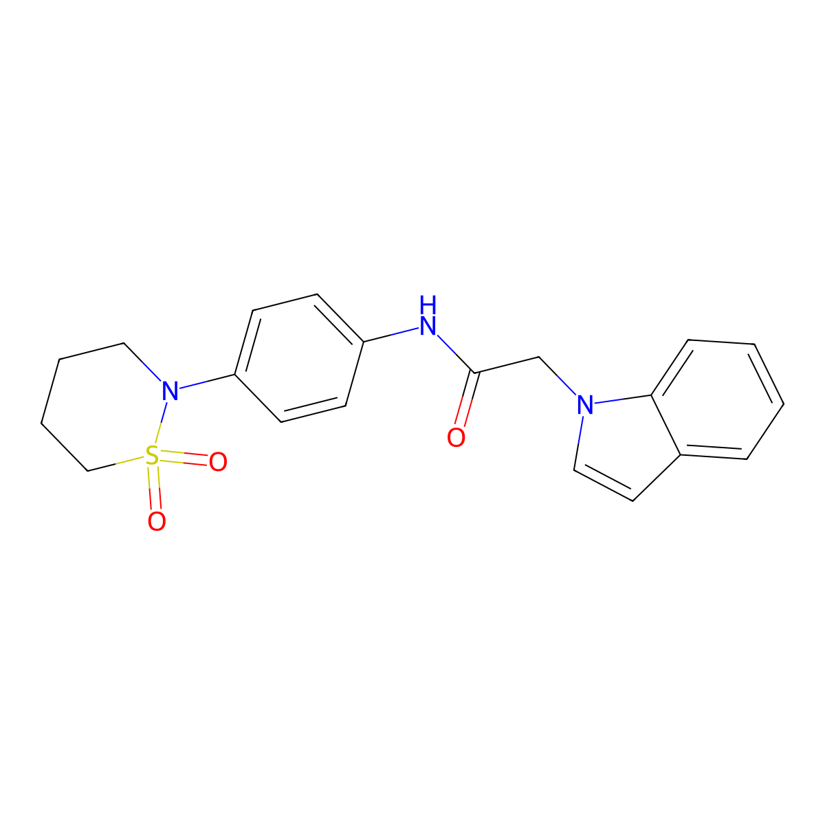 N-[4-(1,1-dioxido-1,2-thiazinan-2-yl)phenyl]-2-(1H-indol-1-yl)acetamide molecular structure, CAS 1324089-18-0