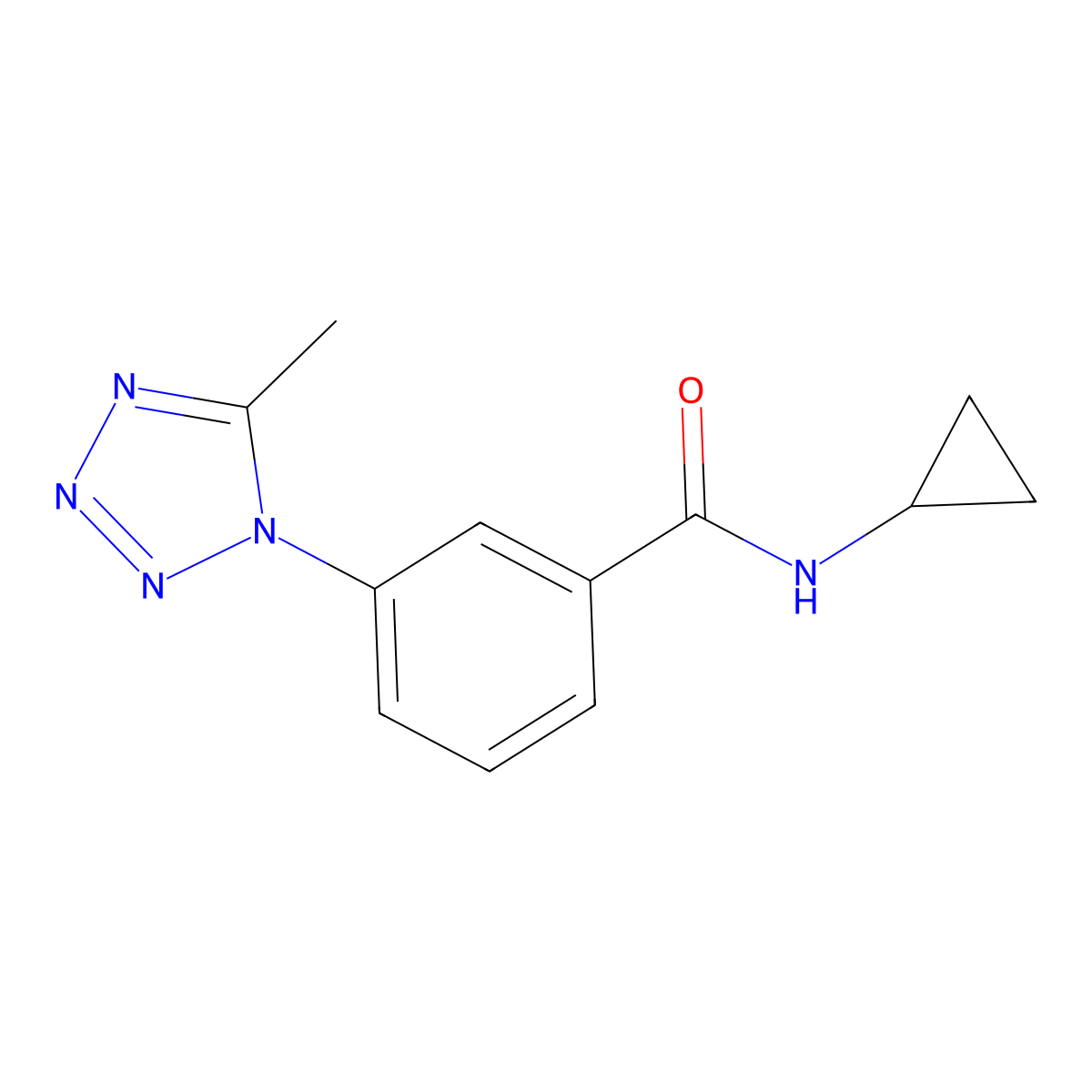 N-cyclopropyl-3-(5-methyl-1H-tetrazol-1-yl)benzamide molecular structure, CAS 1324089-19-1