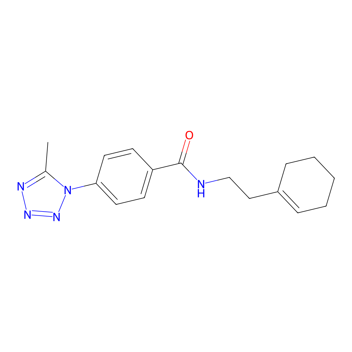 N-[2-(cyclohex-1-en-1-yl)ethyl]-4-(5-methyl-1H-tetrazol-1-yl)benzamide molecular structure, CAS 1324089-22-6