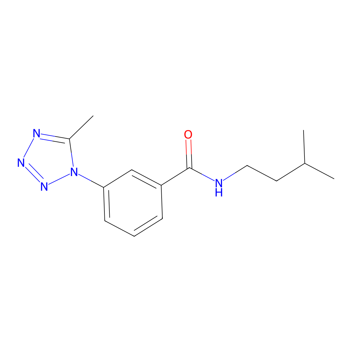 N-(3-methylbutyl)-3-(5-methyl-1H-tetrazol-1-yl)benzamide molecular structure, CAS 1324089-28-2