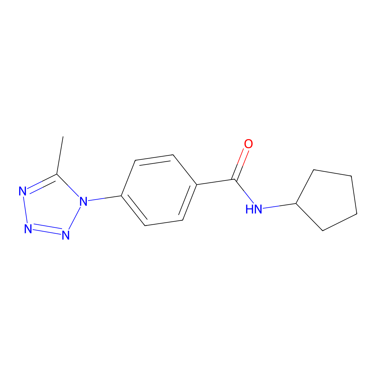 N-cyclopentyl-4-(5-methyl-1H-tetrazol-1-yl)benzamide molecular structure, CAS 1324089-37-3